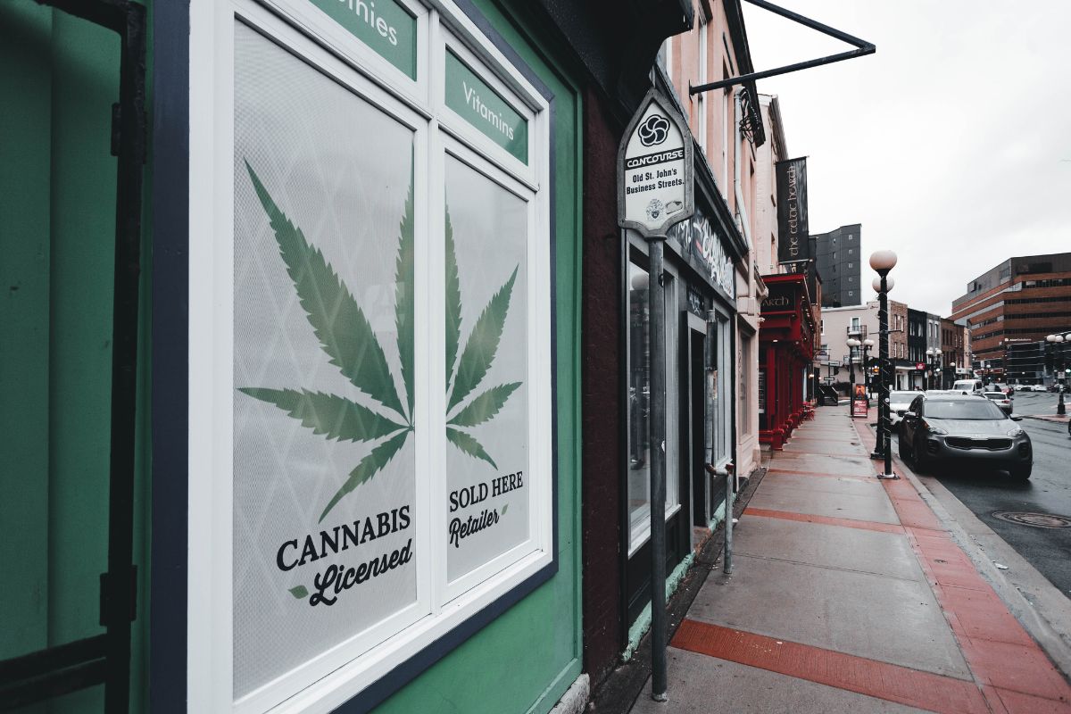 A legal cannabis shop shown in the image